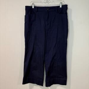 Duluth Trading Co Women's Pants Workday Warrior Chino Wide Leg Crop Blue 14 Reg